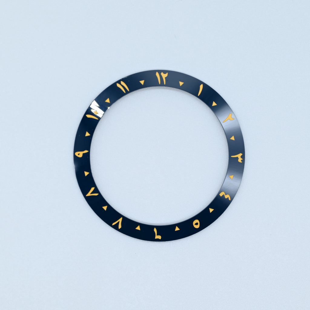 BZI052 38mm Aegean Blue Arabic Dual-Time Sloped Ceramic Insert