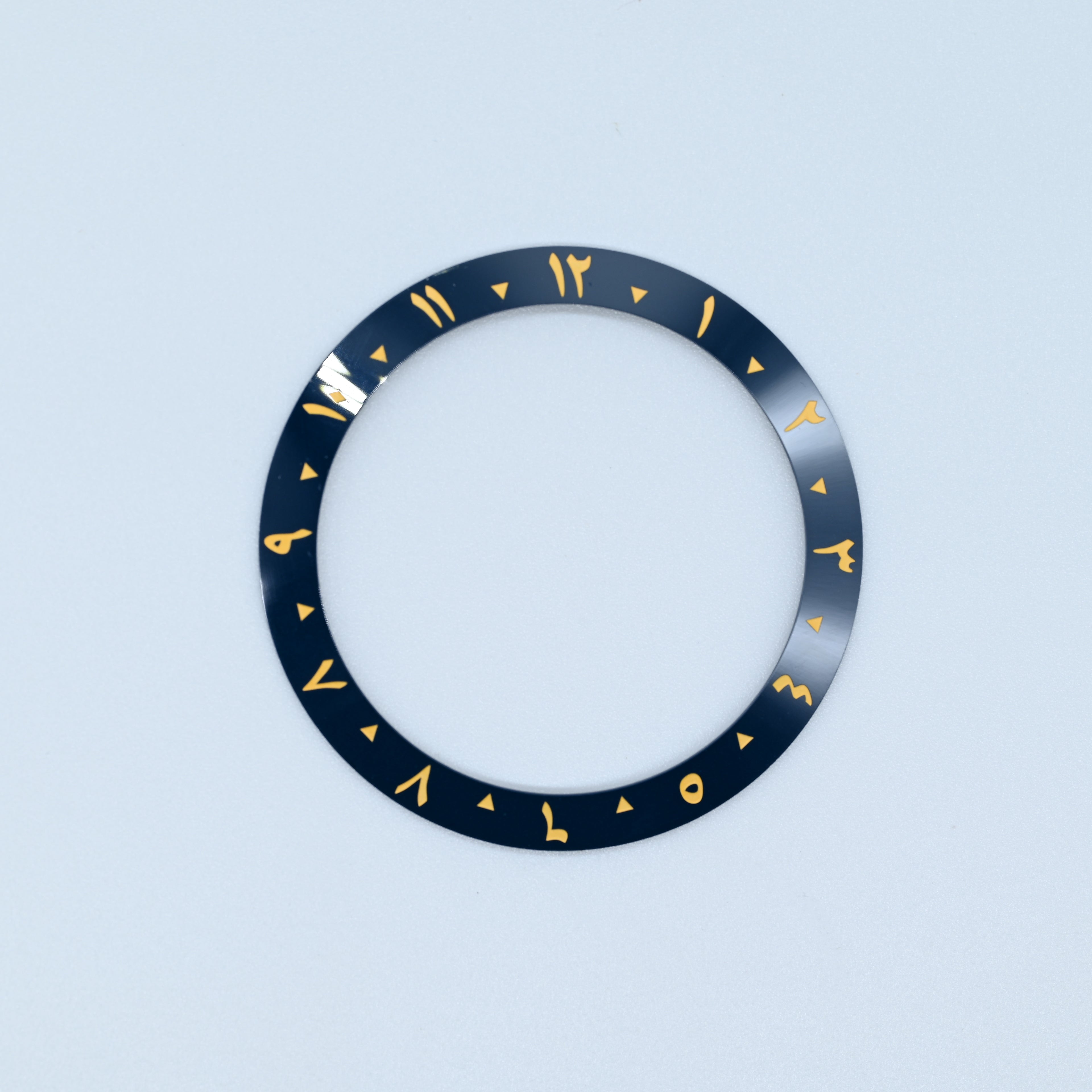 BZI052 38mm Aegean Blue Arabic Dual-Time Sloped Ceramic Insert
