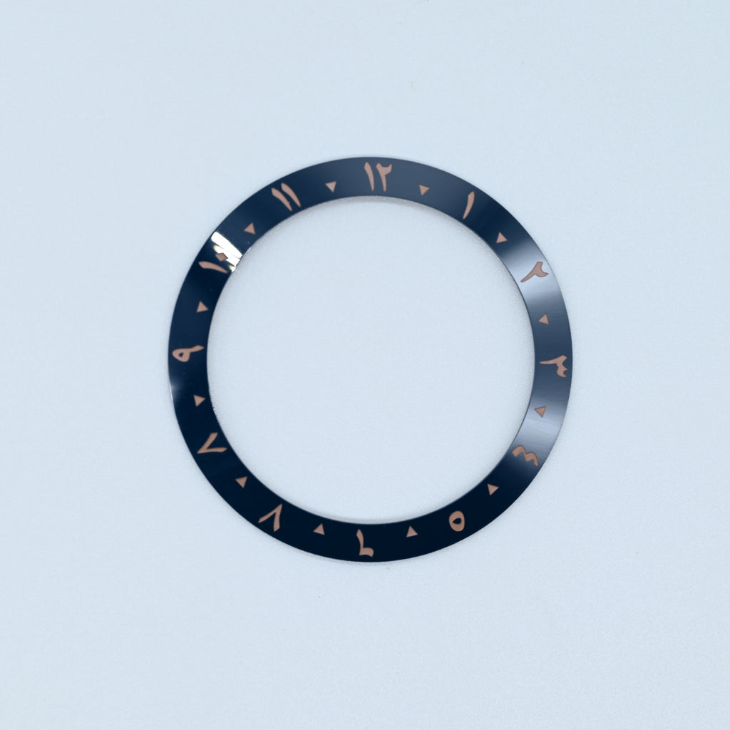 BZI052 38mm Aegean Blue Arabic Dual-Time Sloped Ceramic Insert