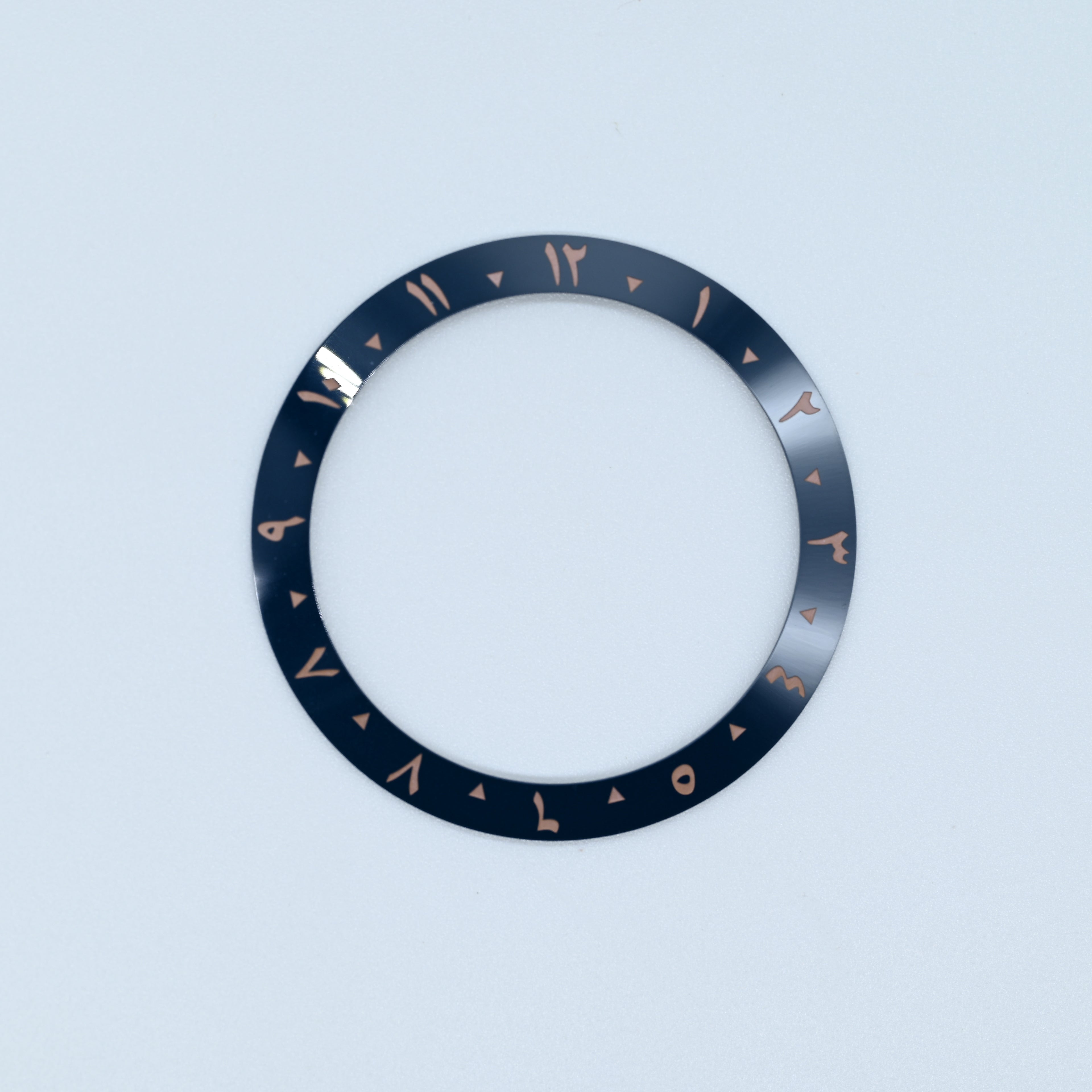 BZI052 38mm Aegean Blue Arabic Dual-Time Sloped Ceramic Insert