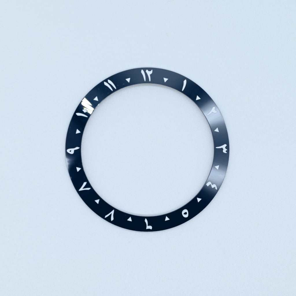BZI052 38mm Aegean Blue Arabic Dual-Time Sloped Ceramic Insert
