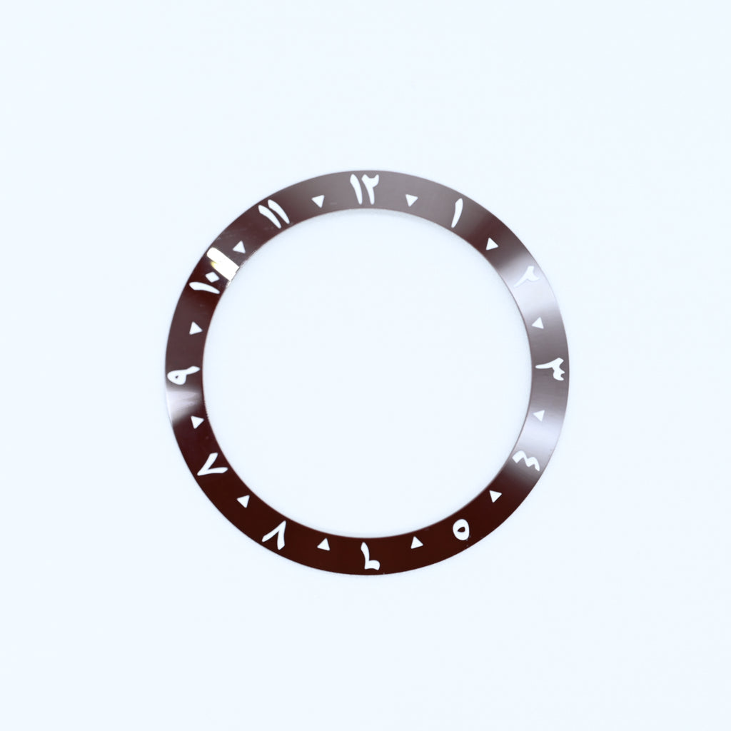 BZI053 38mm Maroon Arabic Dual-Time Sloped Ceramic Insert