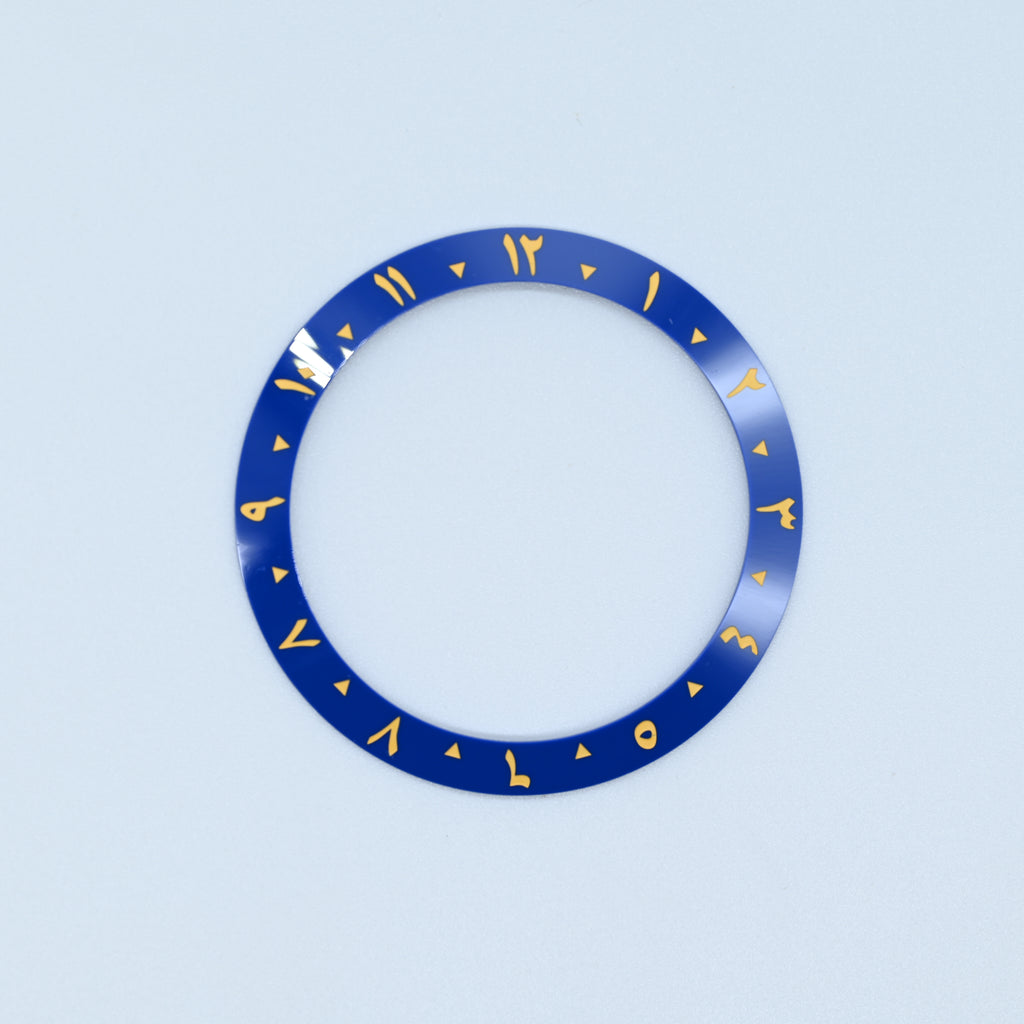 BZI054 38mm Blue Arabic Dual-Time Sloped Ceramic Insert