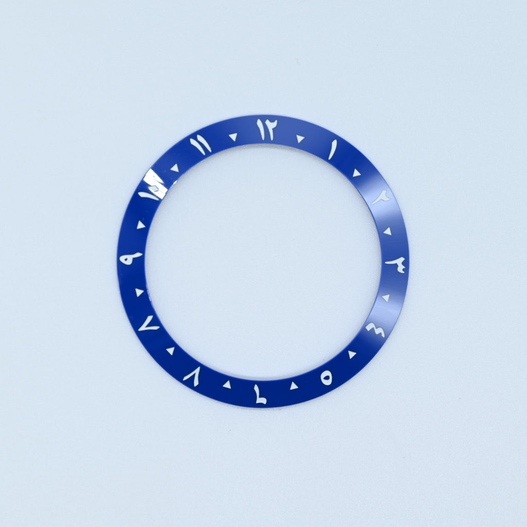BZI054 38mm Blue Arabic Dual-Time Sloped Ceramic Insert