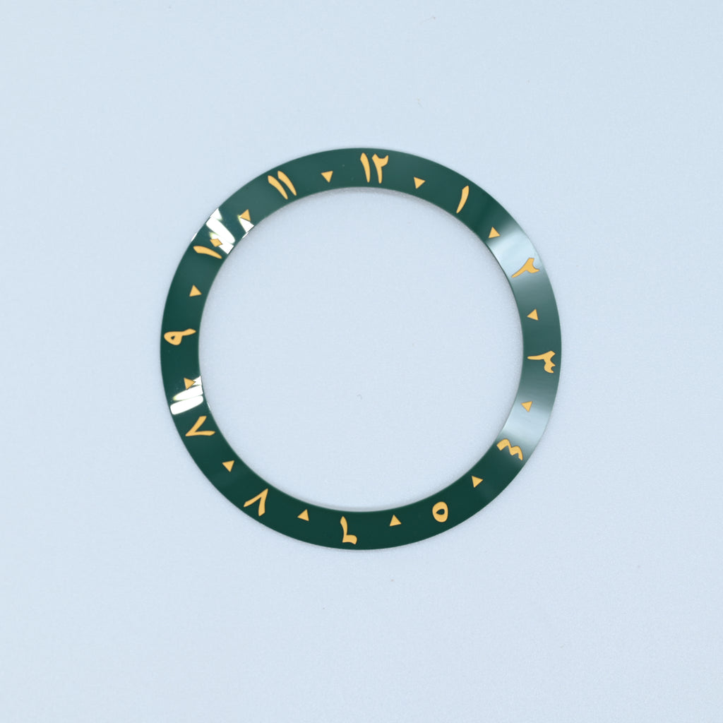 BZI055 38mm Green Arabic Dual-Time Sloped Ceramic Insert