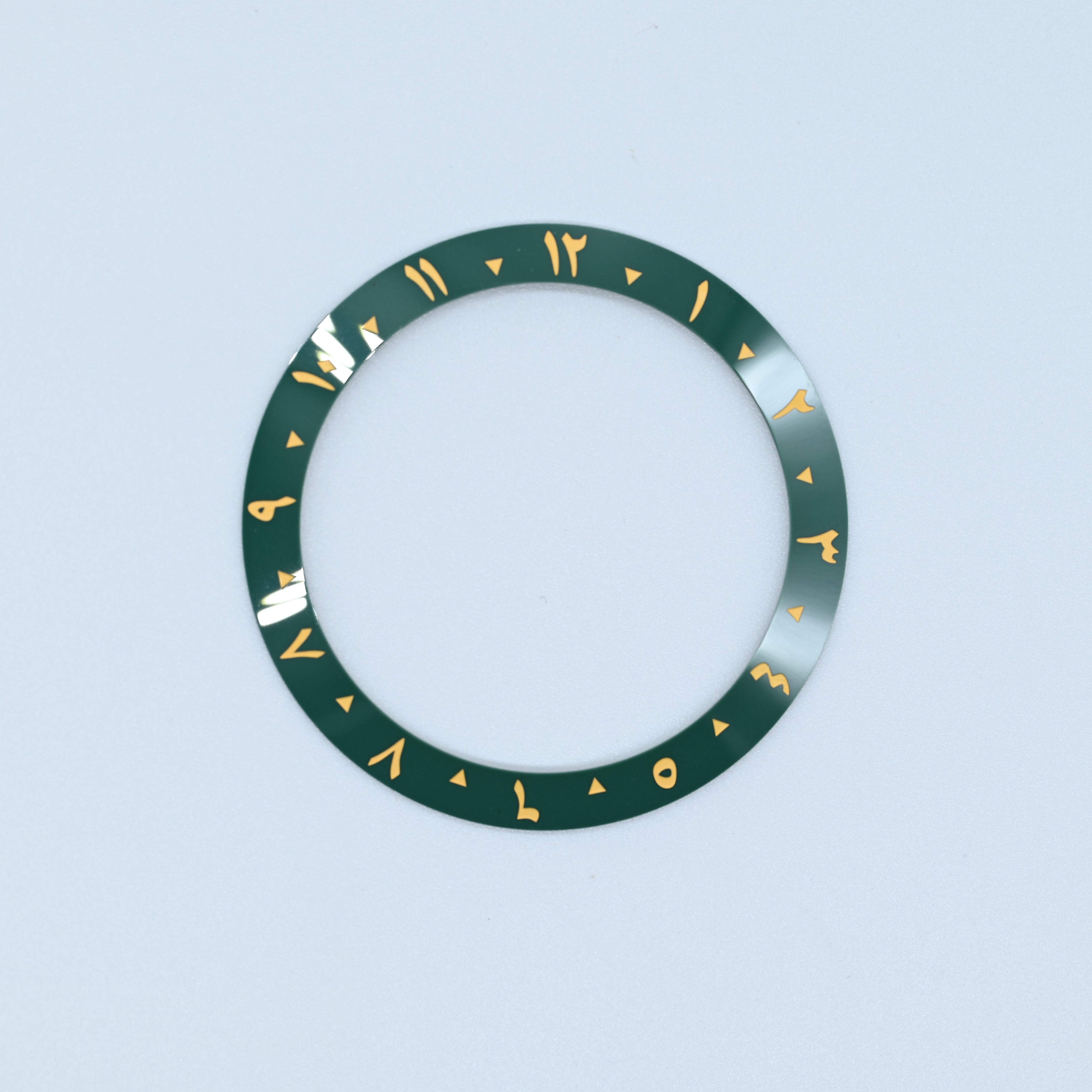 BZI055 38mm Green Arabic Dual-Time Sloped Ceramic Insert