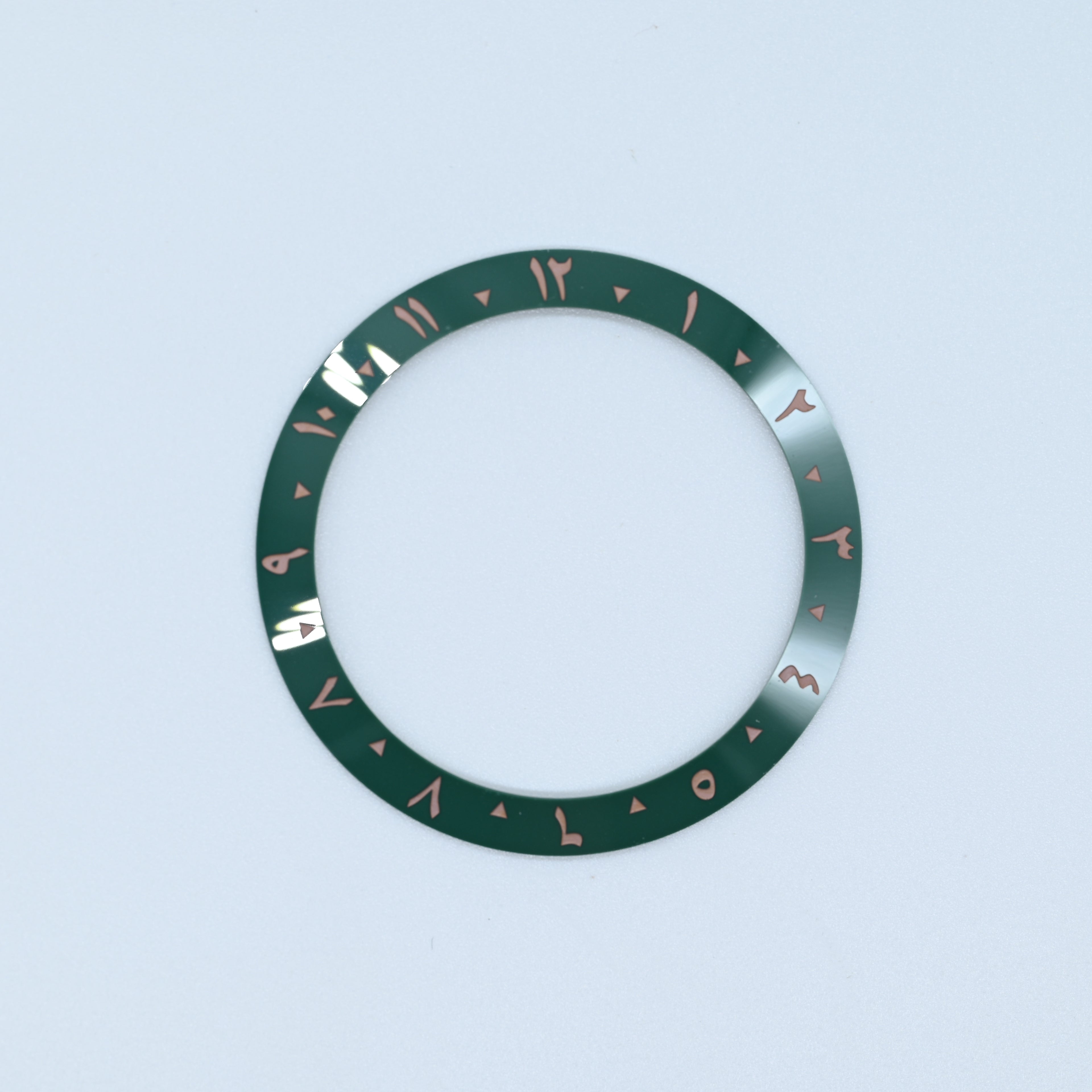 BZI055 38mm Green Arabic Dual-Time Sloped Ceramic Insert