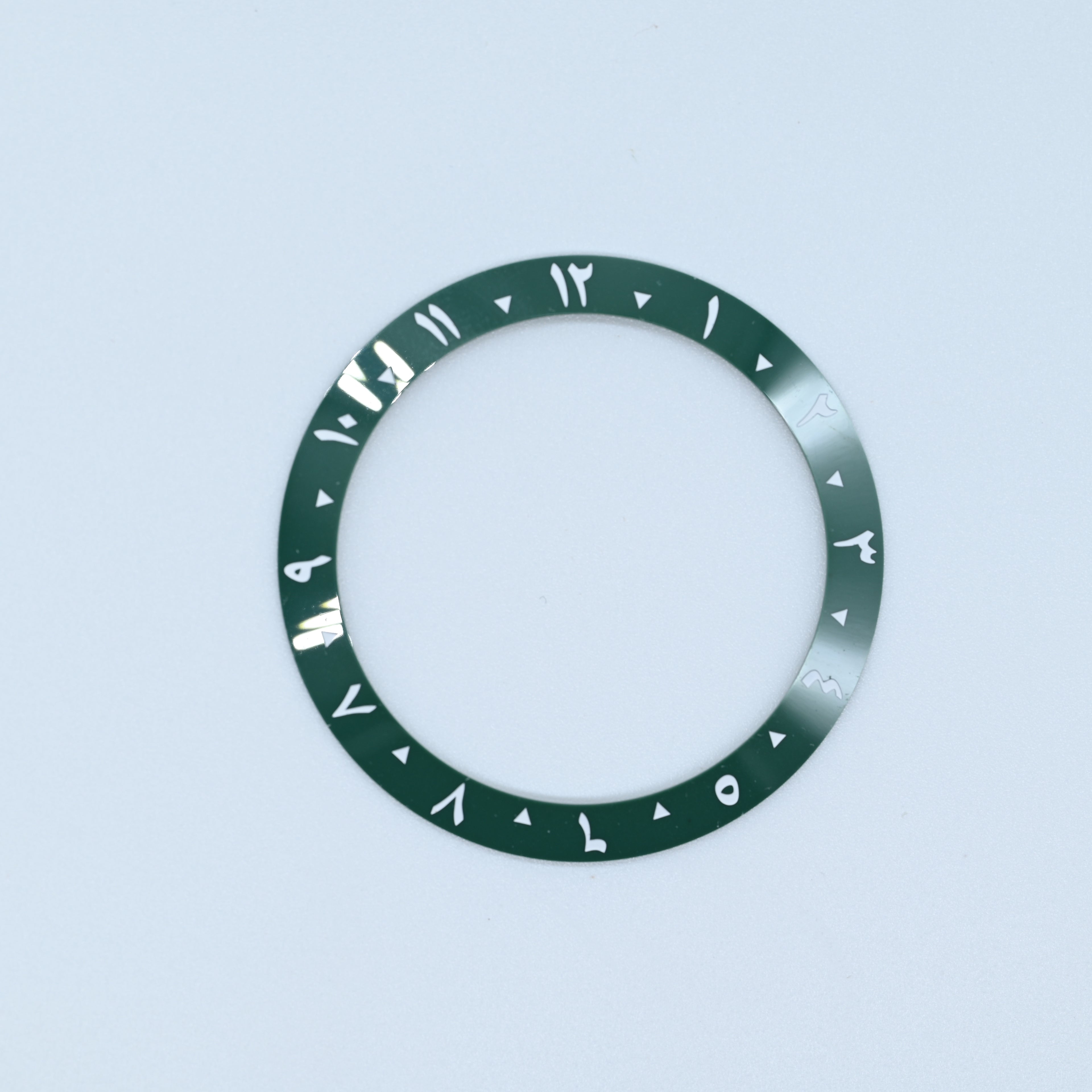 BZI055 38mm Green Arabic Dual-Time Sloped Ceramic Insert