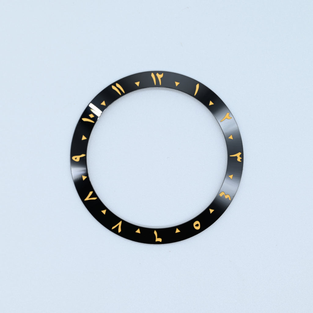 BZI056 38mm Black Arabic Dual-Time Sloped Ceramic Insert