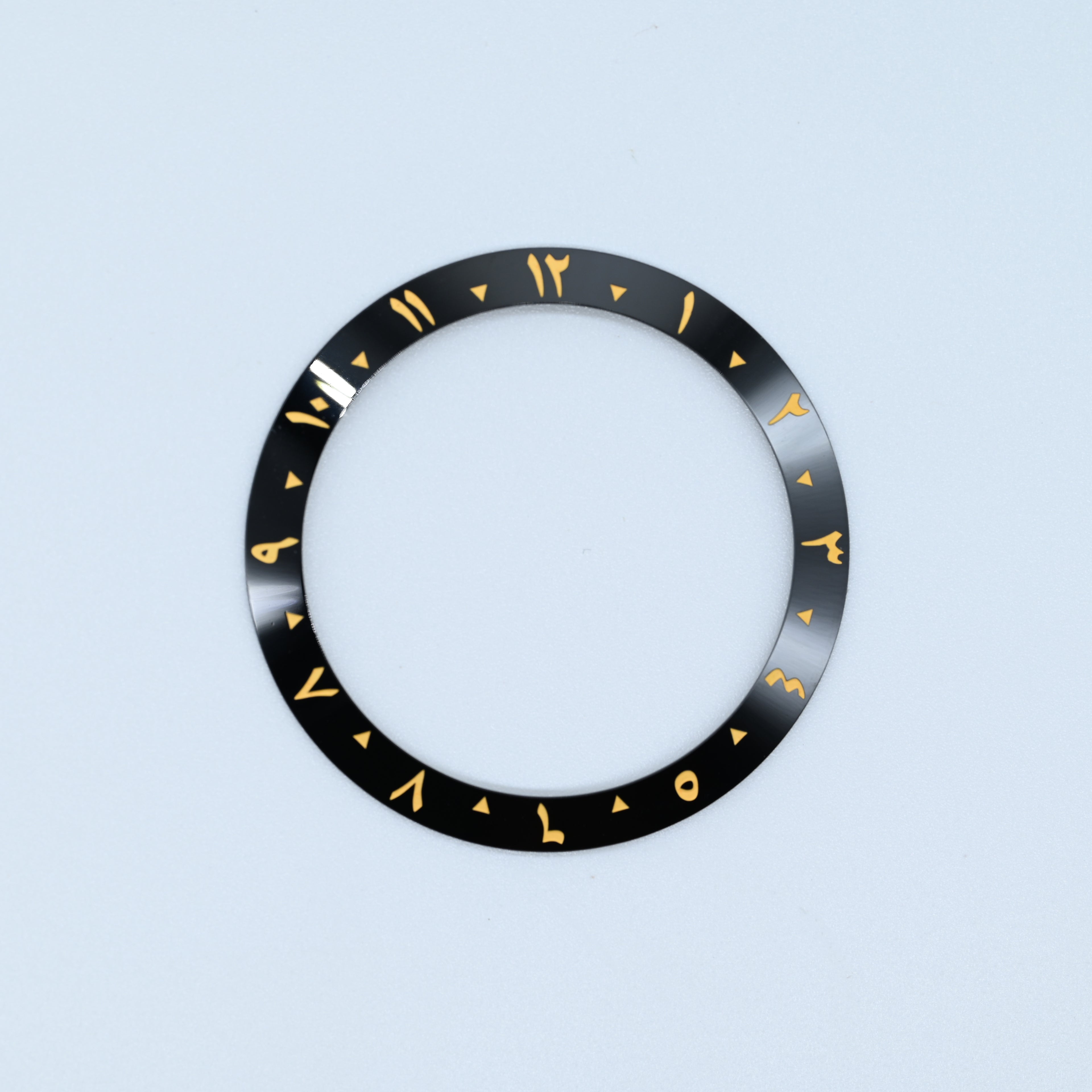 BZI056 38mm Black Arabic Dual-Time Sloped Ceramic Insert