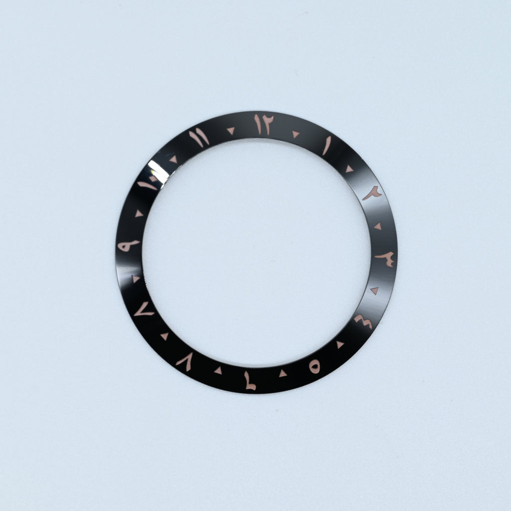 BZI056 38mm Black Arabic Dual-Time Sloped Ceramic Insert