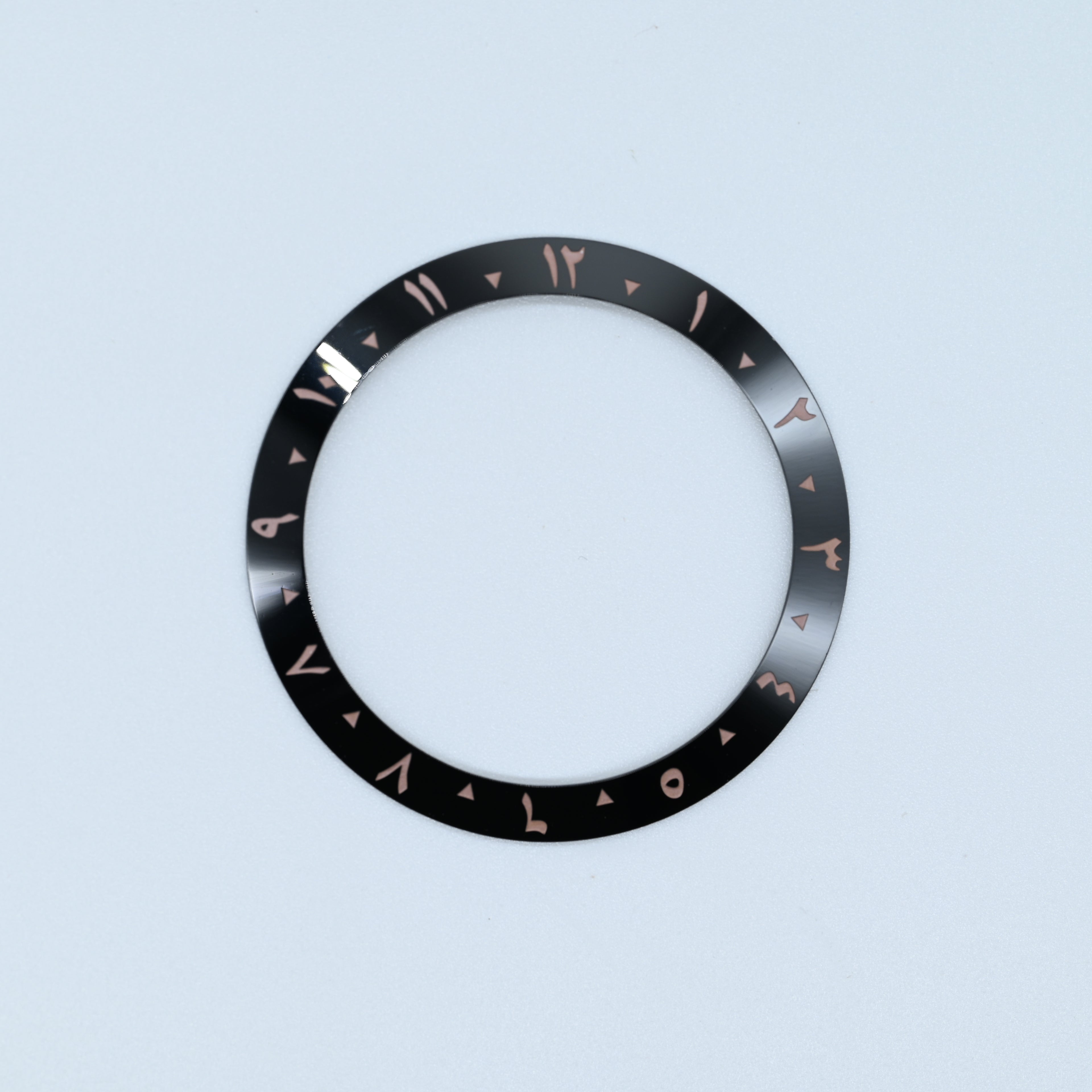 BZI056 38mm Black Arabic Dual-Time Sloped Ceramic Insert