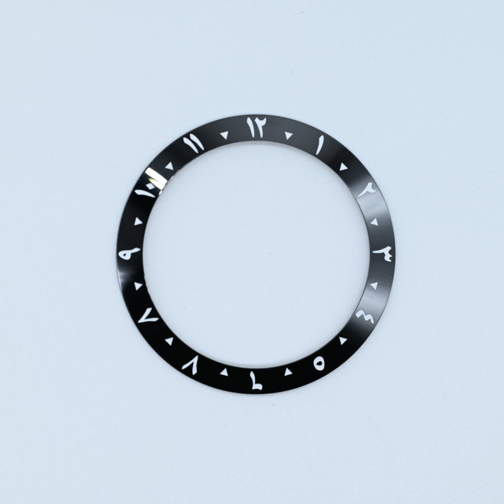 BZI056 38mm Black Arabic Dual-Time Sloped Ceramic Insert