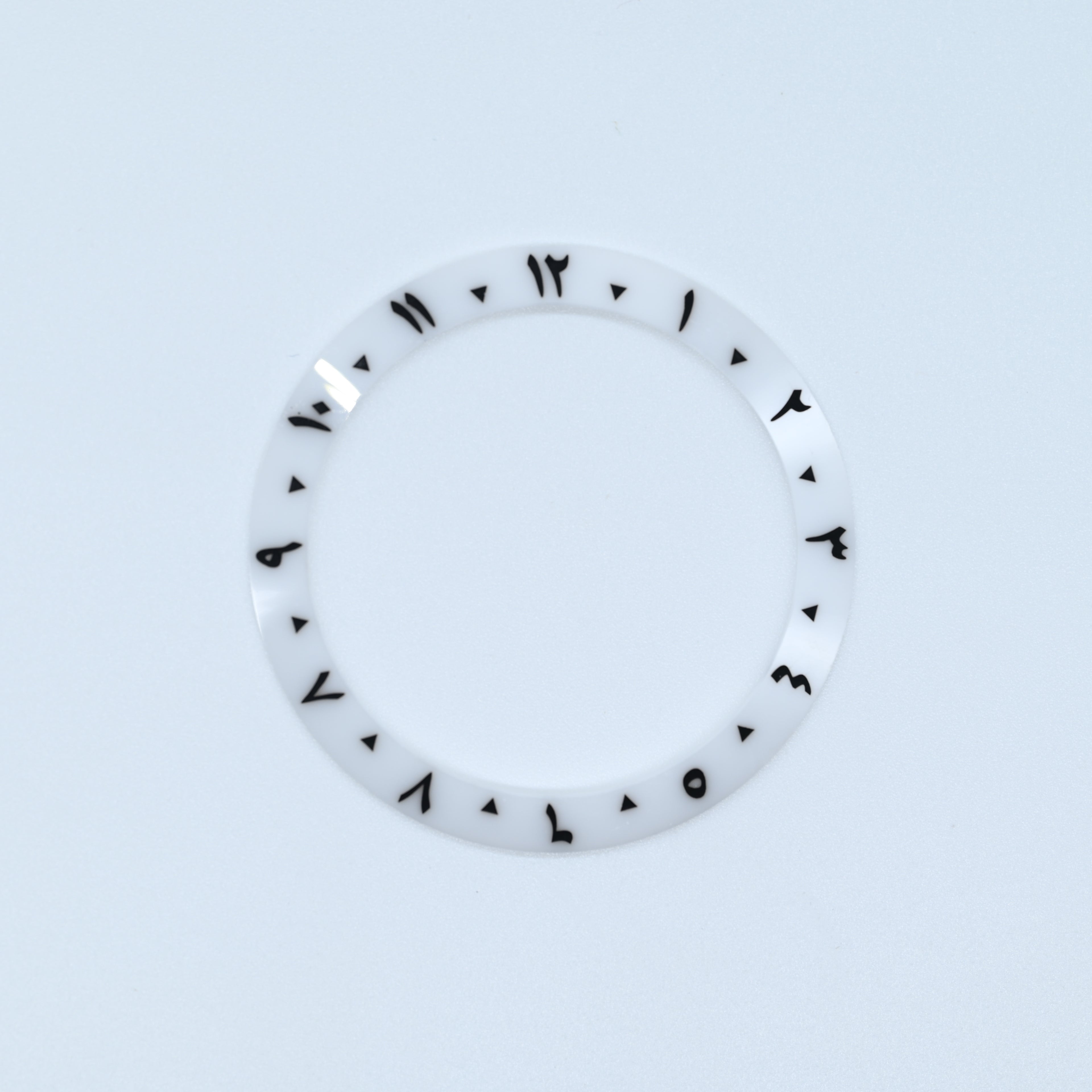BZI057 38mm White Arabic Dual-Time Sloped Ceramic Insert