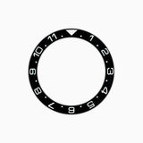 BZI024 38mm Lumed Black With White Text Dual-Time Style Sloped Ceramic Insert