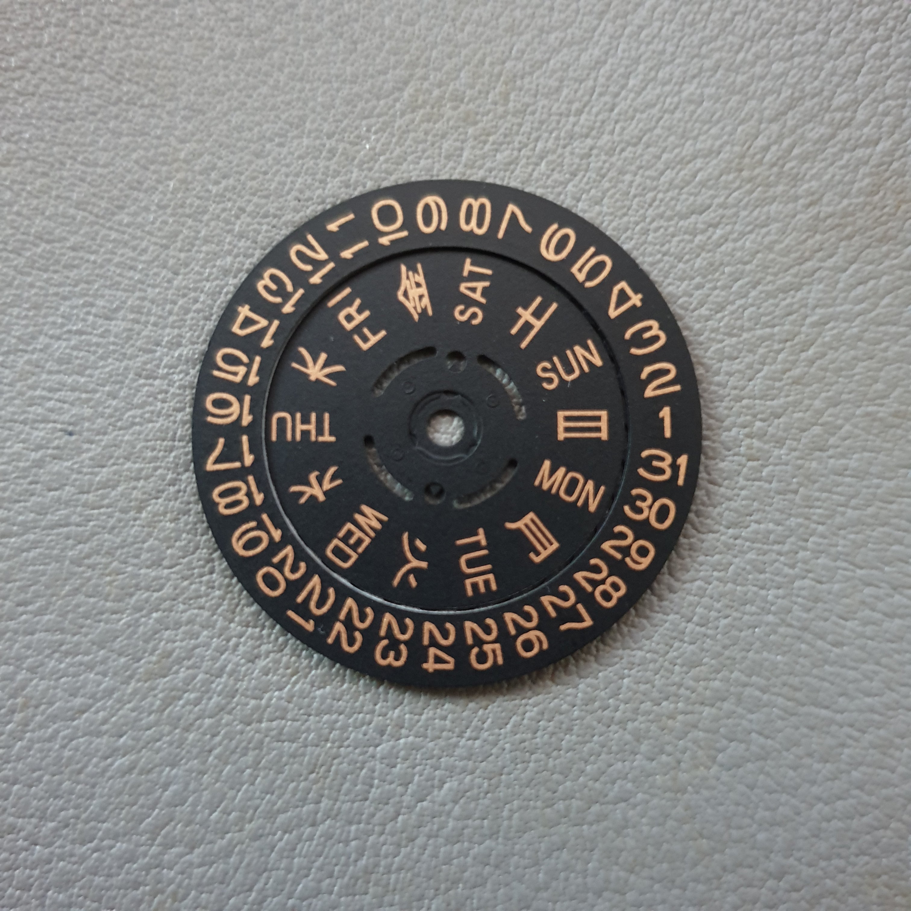 MVT025 NH36 Kanji Day Date Wheels in Black and Gold