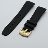 Rubber Strap for SKX007 style cases - Black with Gold Hardware