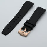 Rubber Strap for SKX007 style cases - Black with Rose Hardware
