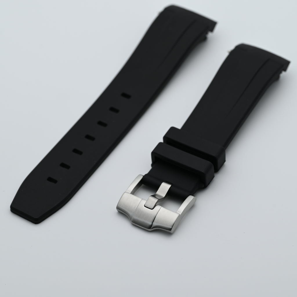 Rubber Strap for SKX007 style cases - Black with Steel Hardware