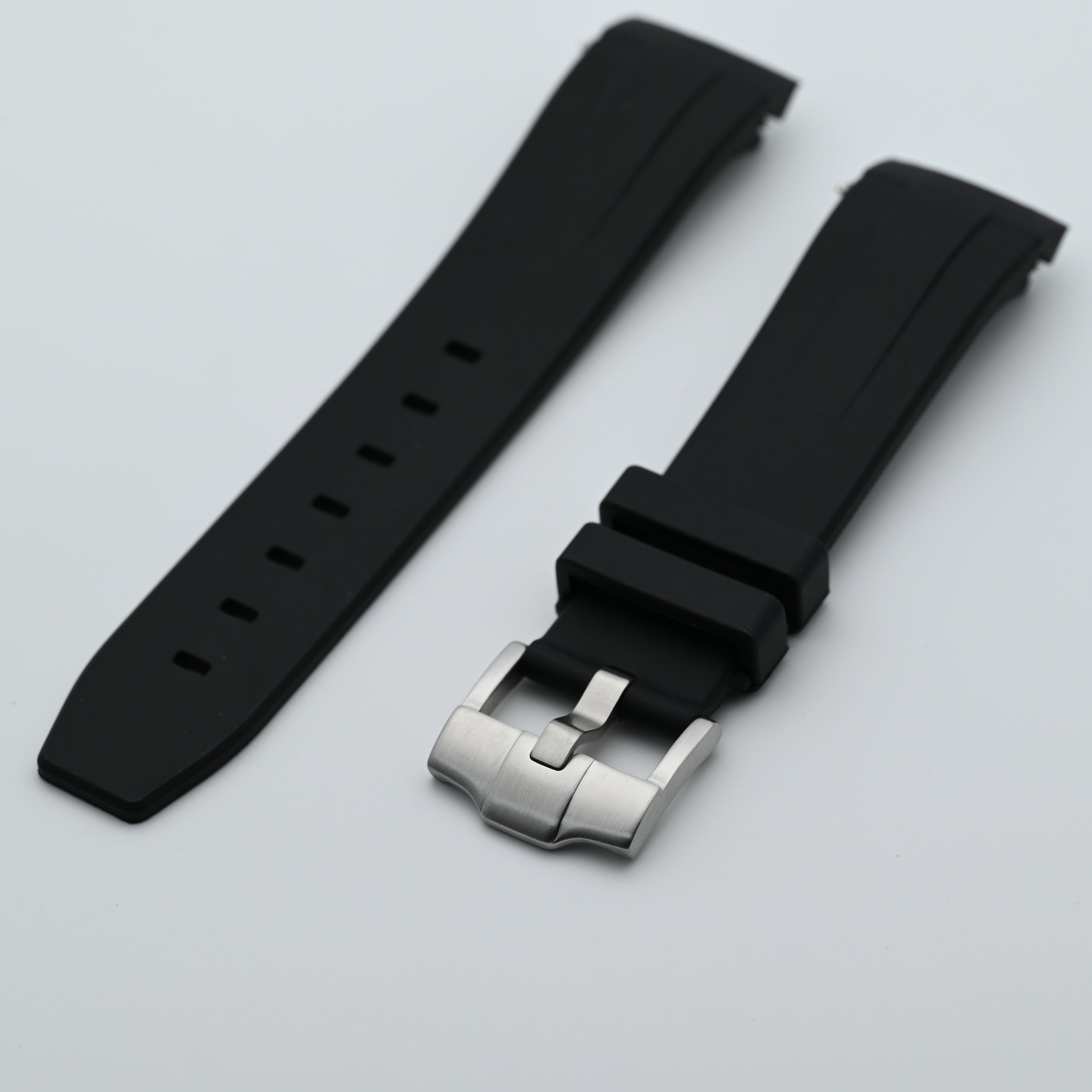 Rubber Strap for SKX007 style cases - Black with Steel Hardware