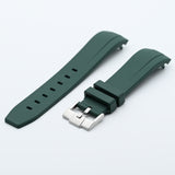 Rubber Strap for SKX007 style cases - Dark Green with Steel Hardware