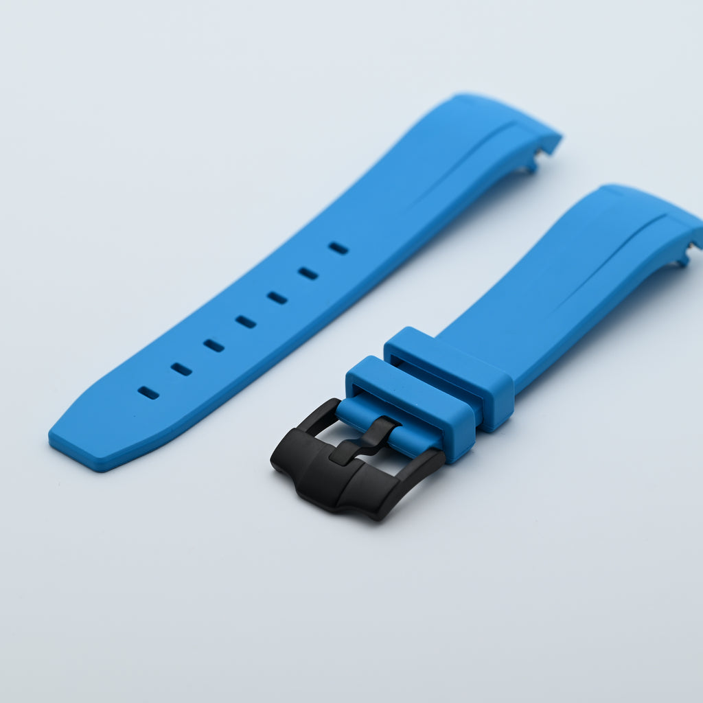 Rubber Strap for SKX007 style cases - Miami Blue with Stealth Hardware