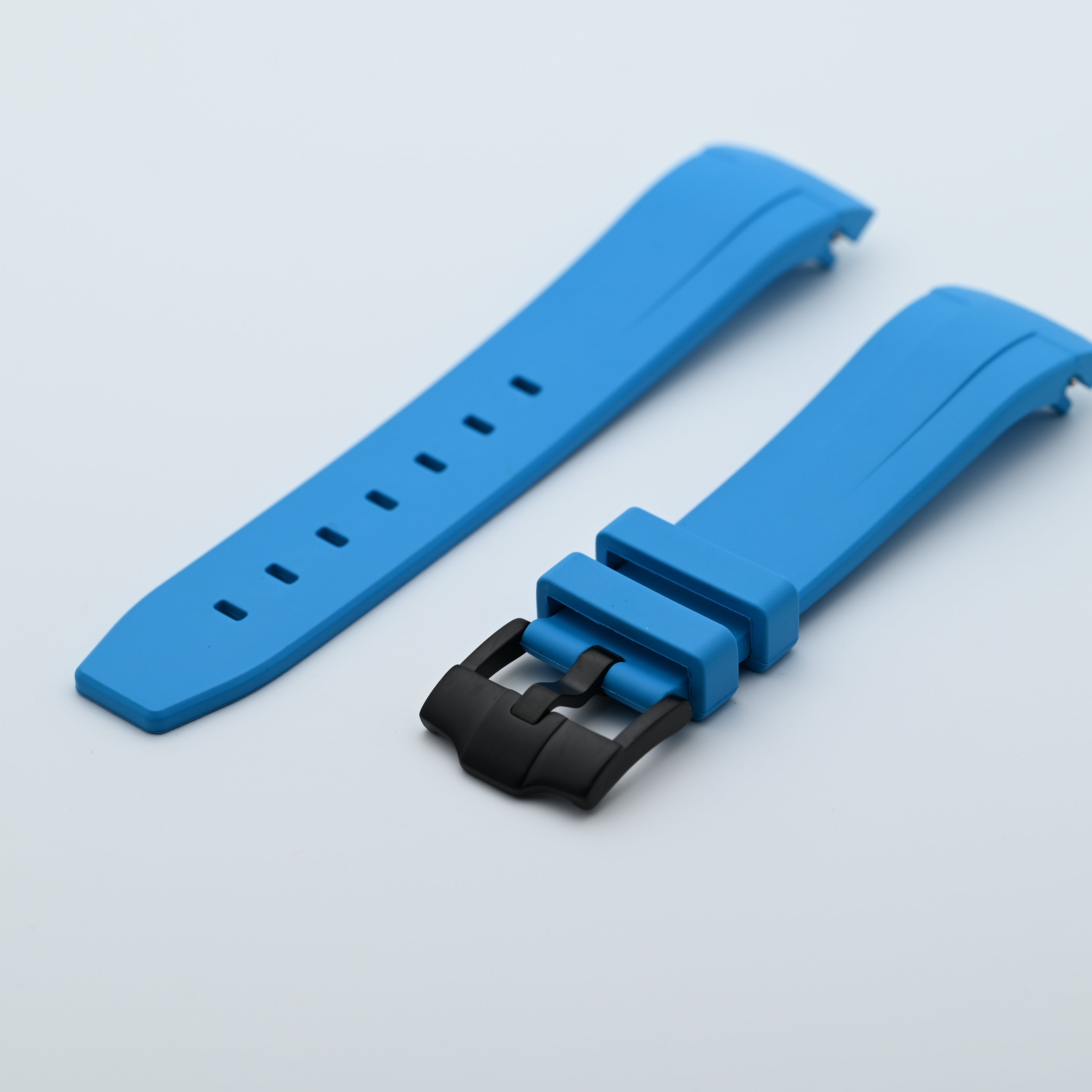 Rubber Strap for SKX007 style cases - Miami Blue with Stealth Hardware