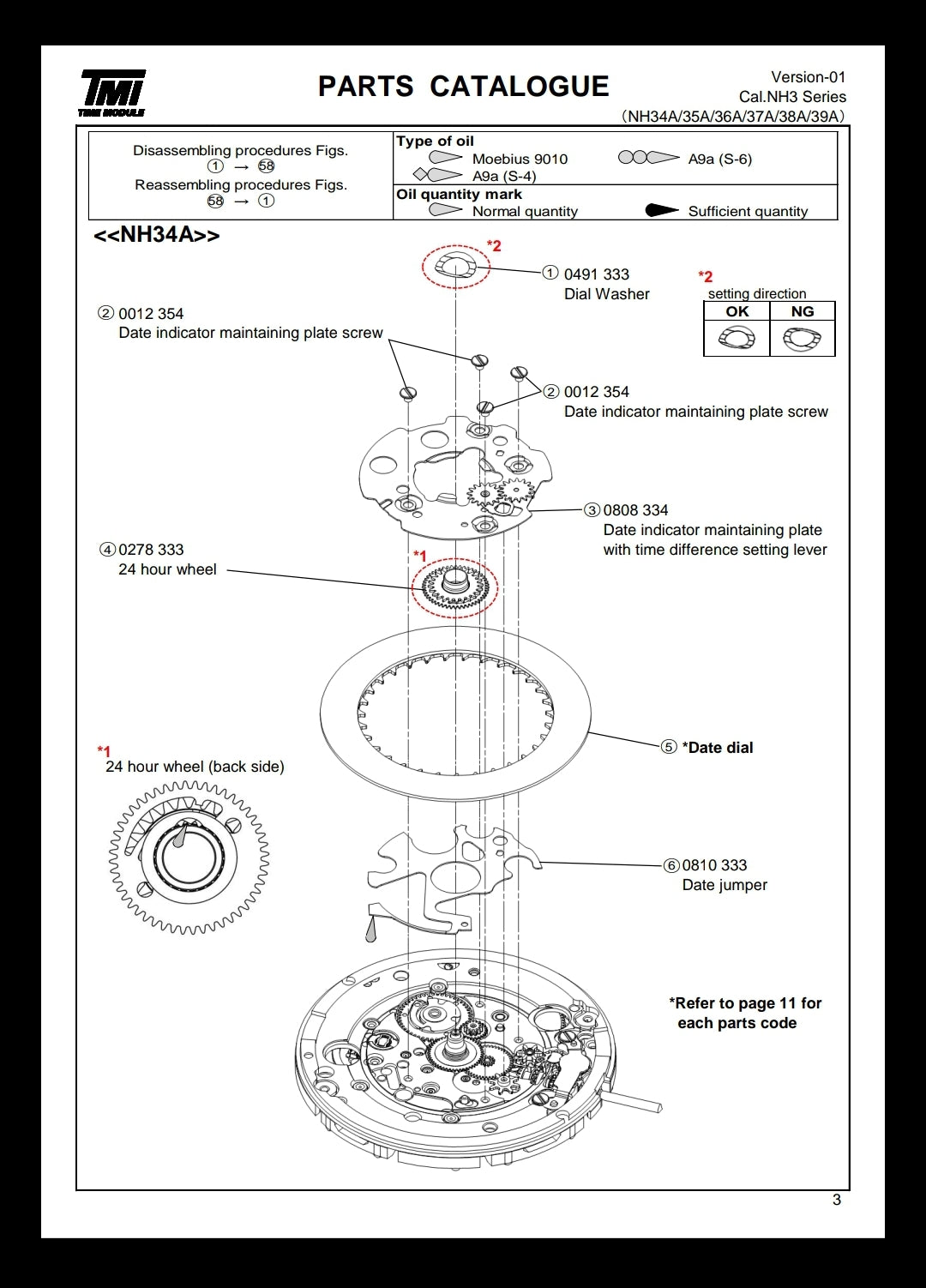MVT011 Seiko Instruments Inc NH34 Movement